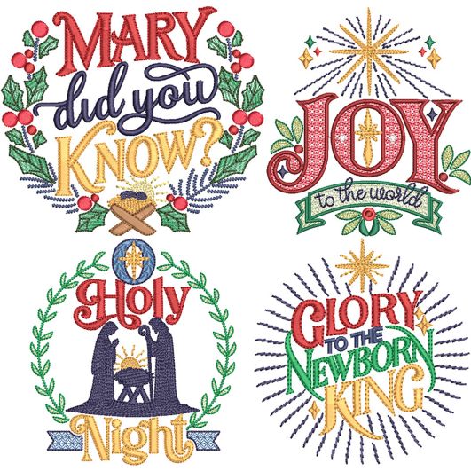 Nativity Word Art 1 Embroidery Design Set | Designs by JuJu