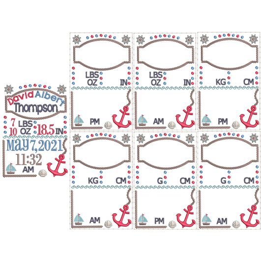 Nautical Birth Announcement Template Machine Embroidery Designs by JuJu