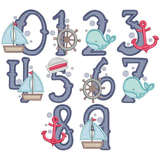 Nautical Numbers Applique | Machine Embroidery Designs by JuJu
