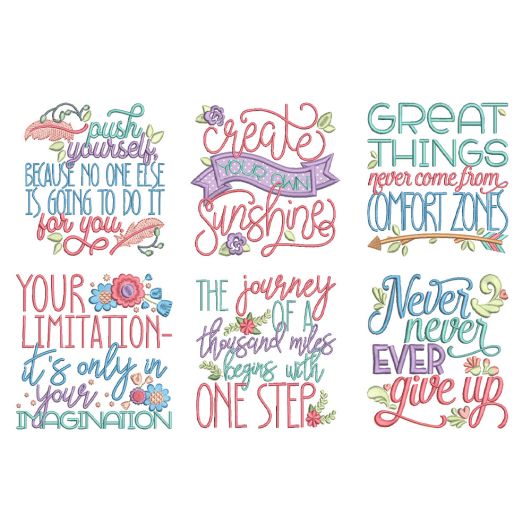                                Never Give Up Word Art Digital Embroidery Designs by JuJu
                            