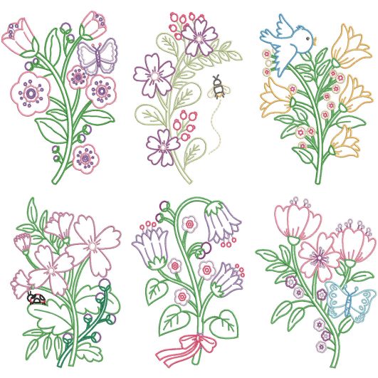 Nordic Florals 1 Machine Embroidery Designs by JuJu
