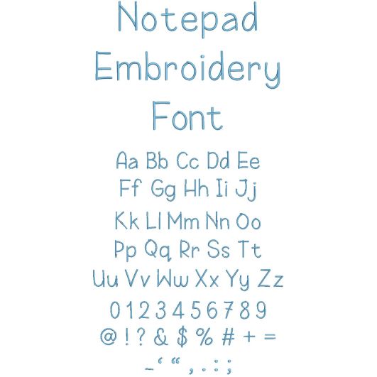 Notepad Embroidery Font | Machine Embroidery Designs by JuJu