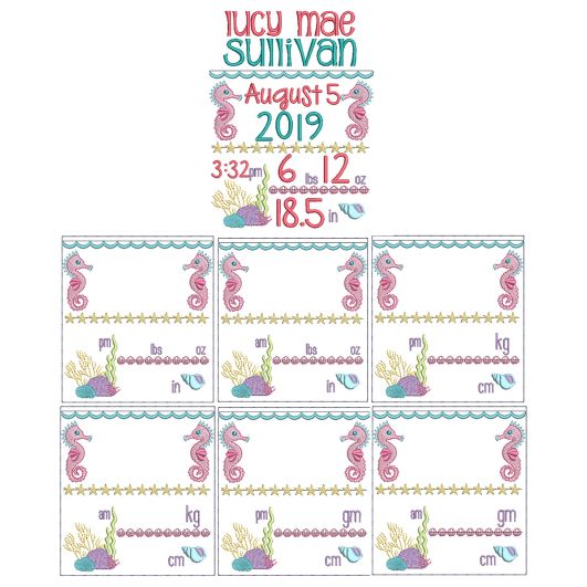 Ocean Birth Announcement Template Machine Embroidery Designs by JuJu