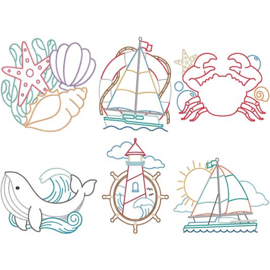 Ocean Views Machine Embroidery Designs by JuJu