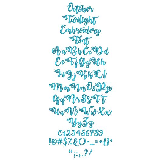 October Twilight Embroidery Font | Machine Embroidery Designs by JuJu