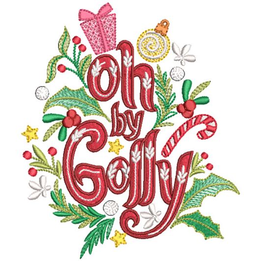                                 Oh By Golly Christmas Word Art Embroidery Design | Designs by JuJu
                            