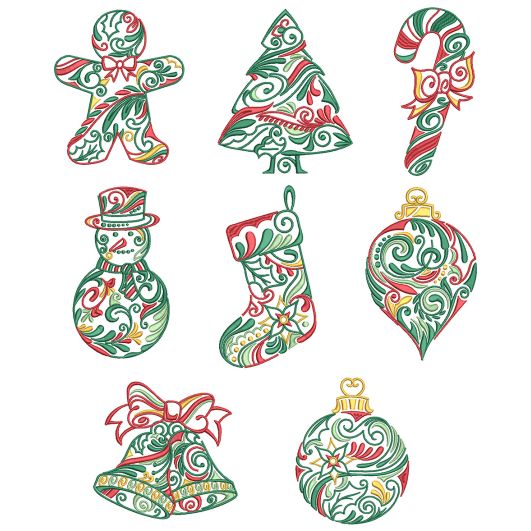 Ornamental Christmas Machine Embroidery Designs by JuJu