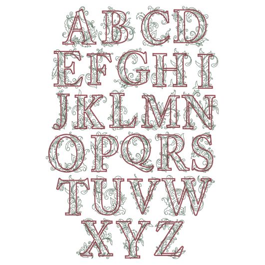 Ornate Vine Monogram | Machine Embroidery Designs by JuJu