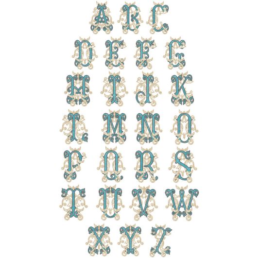 Ornate Vintage Vine Monogram | Machine Embroidery Designs by JuJu