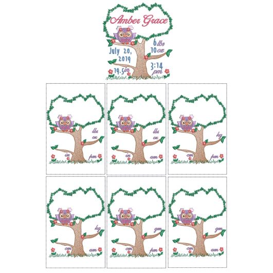 Owl Birth Announcement Template Machine Embroidery Designs by JuJu