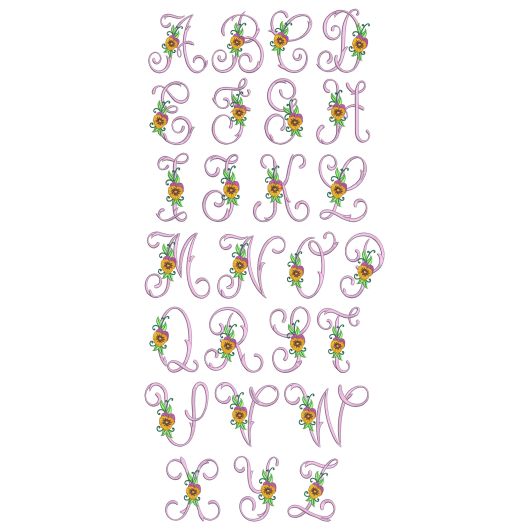 Pansy Monogram Machine Embroidery Designs By JuJu