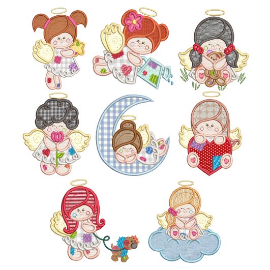 Patchwork Angels Applique Machine Embroidery Designs By JuJu
