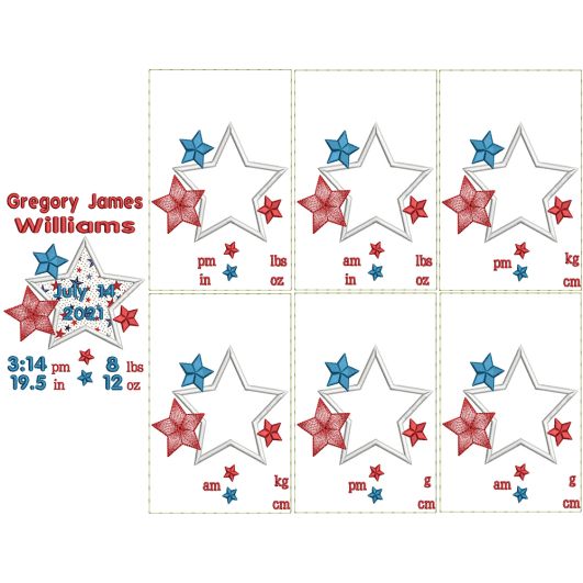 Patriotic Birth Announcement Template Machine Embroidery Designs by JuJu