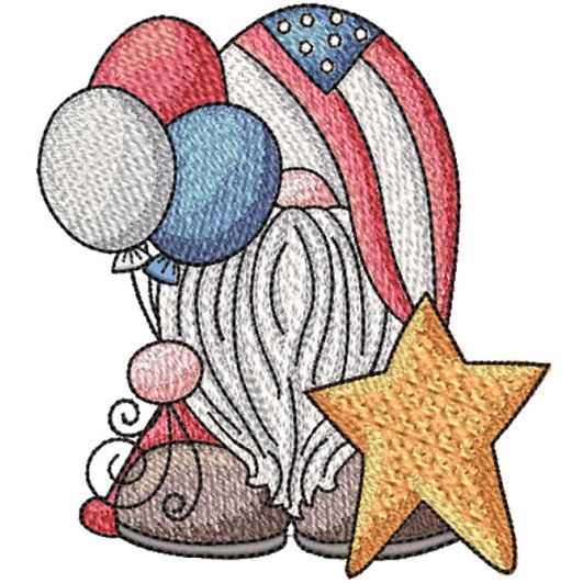 Patriotic Gnome Balloons | Machine Embroidery Designs by JuJu	
