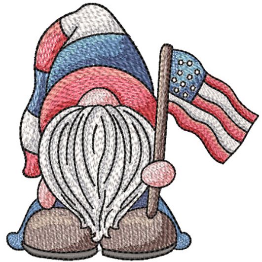 Patriotic Gnome Flag | Machine Embroidery Designs by JuJu