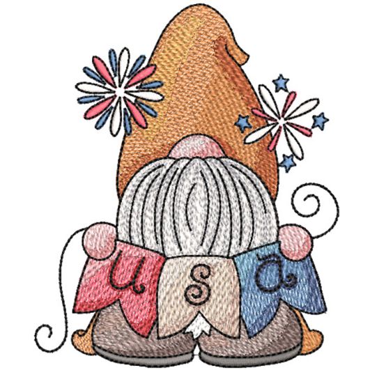Patriotic Gnome USA | Machine Embroidery Designs by JuJu