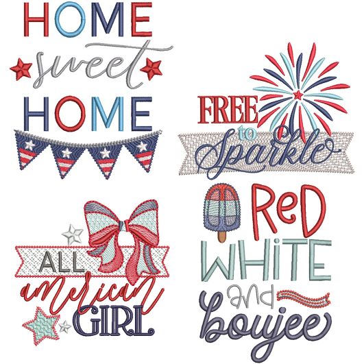 Patriotic Word Art 4 | Machine Embroidery Designs by JuJu