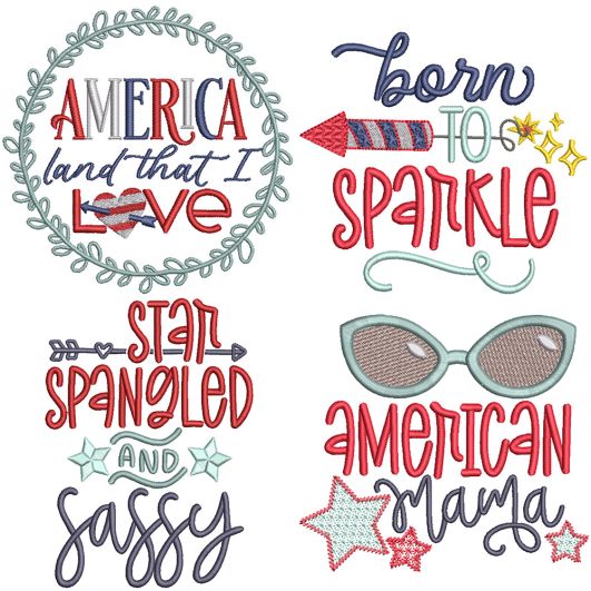 Patriotic Word Art 5 | Machine Embroidery Designs by JuJu