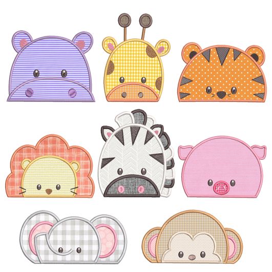Peeker Animals 1 Machine Embroidery Designs by JuJu
