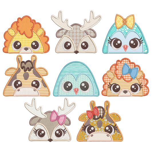 Peeker Animals 4 Machine Embroidery Designs by JuJu