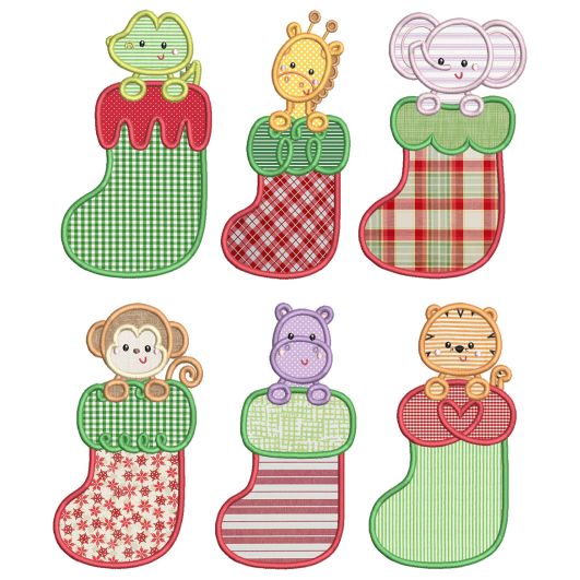 Peeking Stocking Critters Machine Embroidery Designs by JuJu