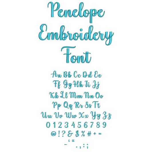 Penelope Embroidery Font | Machine Embroidery Designs by JuJu