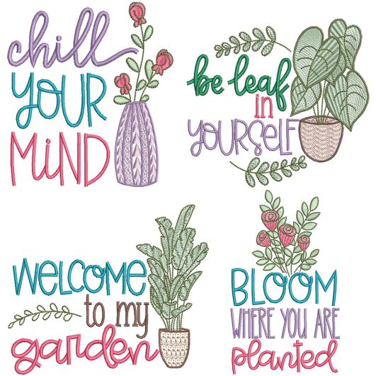Plant Lovers Word Art 1 | Machine Embroidery Designs by JuJu