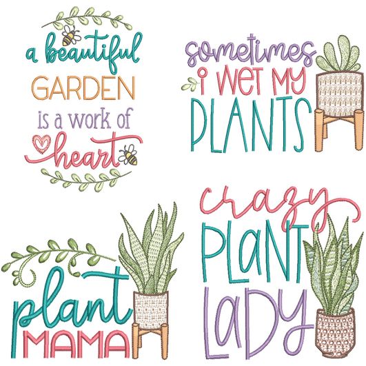 Plant Lovers Word Art 2 | Machine Embroidery Designs by JuJu