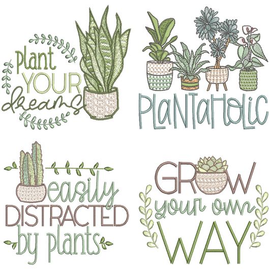 Plant Lovers Word Art 3 | Machine Embroidery Designs by JuJu