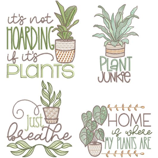Plant Lovers Word Art 4 | Machine Embroidery Designs by JuJu