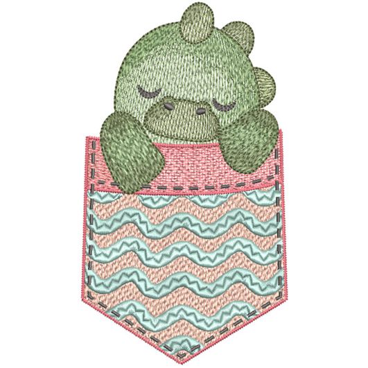 Pocket Dinosaur | Machine Embroidery Designs by JuJu