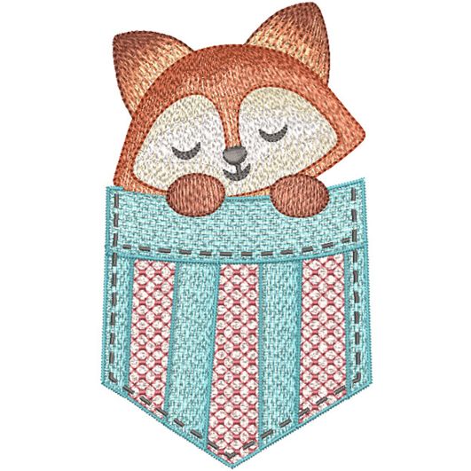 Pocket Fox | Machine Embroidery Designs by JuJu