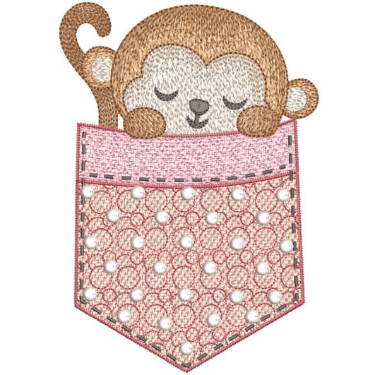 Pocket Monkey | Machine Embroidery Designs by JuJu