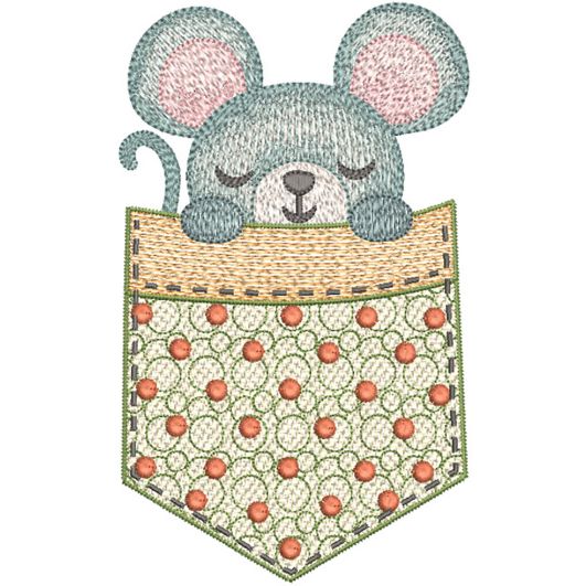 Pocket Mouse | Machine Embroidery Designs by JuJu