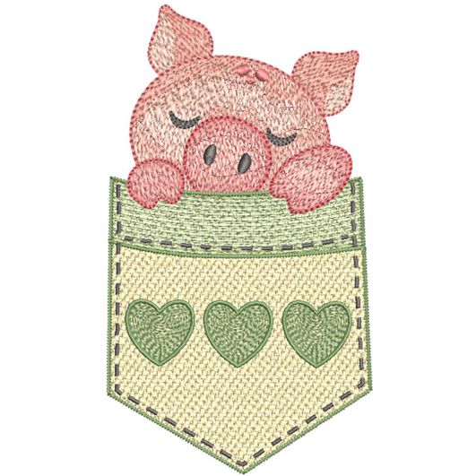 Pocket Pig | Machine Embroidery Designs by JuJu