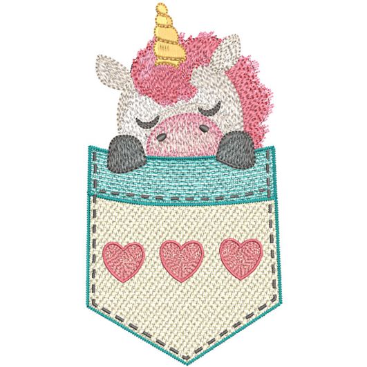 Pocket Unicorn | Machine Embroidery Designs by JuJu