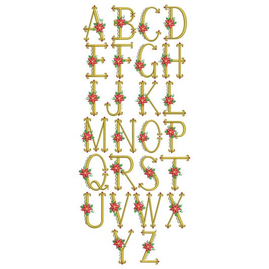Poinsettia Monogram Machine Embroidery Designs by JuJu