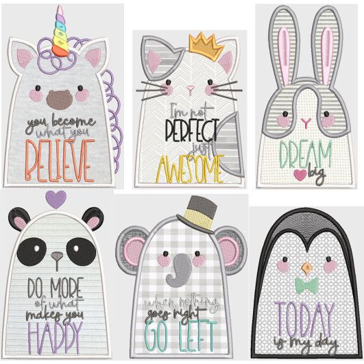 Positive Animals Digital Embroidery Designs by JuJu 