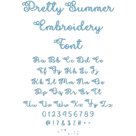 Pretty Summer Embroidery Font | Machine Embroidery Designs by JuJu