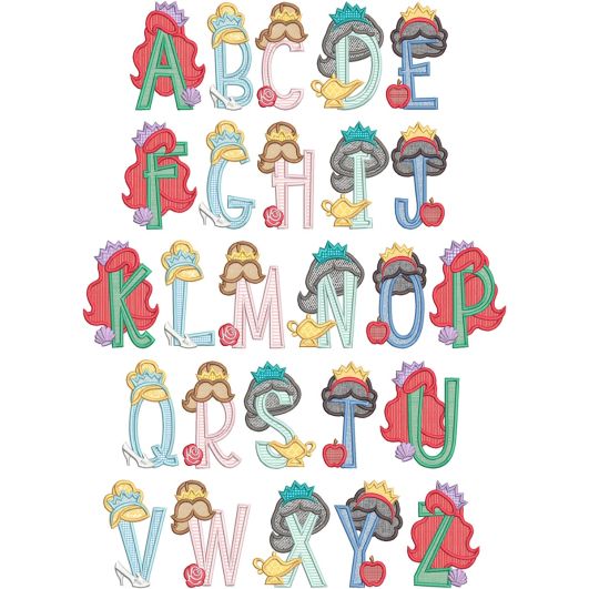 Princess Hair Alphabet | Machine Embroidery Designs by JuJu