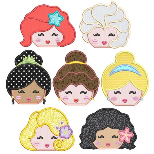 Princess Peekers Applique 1 Machine Embroidery Designs by JuJu 
