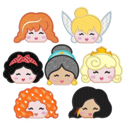 Princess Peekers Applique 2 Machine Embroidery Designs by JuJu 