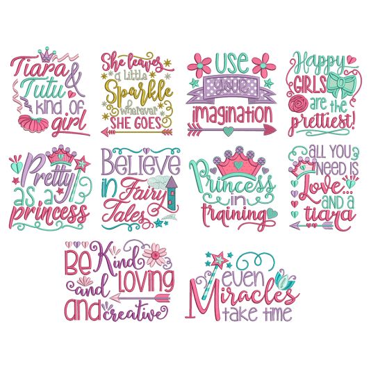 Princess Word Art Machine Embroidery Designs By JuJu