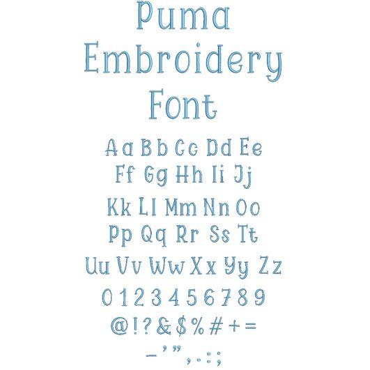 Puma Embroidery Font | Machine Embroidery Designs by JuJu