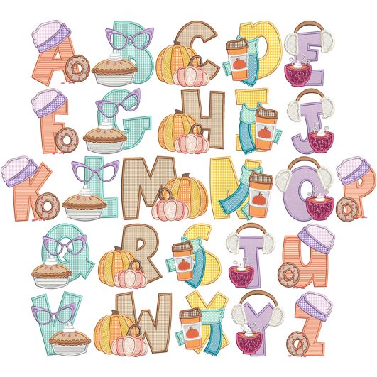 Pumpkin Spice Alphabet | Machine Embroidery Designs by JuJu