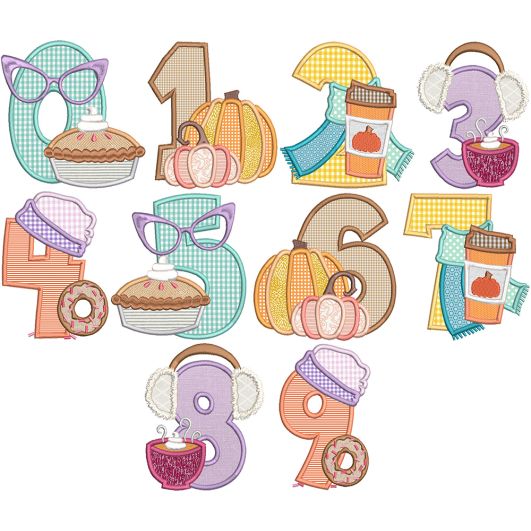 Pumpkin Spice Numbers | Machine Embroidery Designs by JuJu