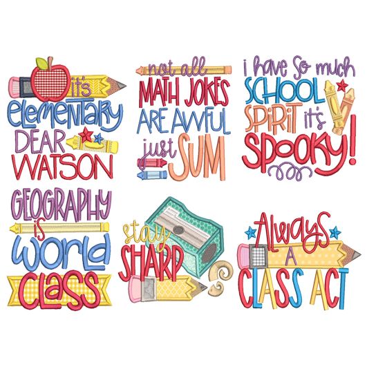 Punny School Word Art 1 Machine Embroidery Designs by JuJu

