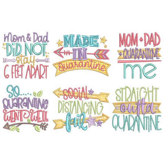 Quarantine Pregnancy Word Art Digital Machine Embroidery Designs by JuJu
