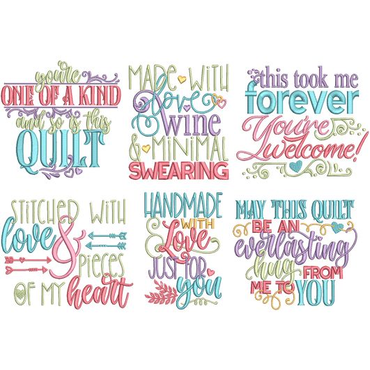 Quilters Love Labels 1 | Machine Embroidery Designs by JuJu