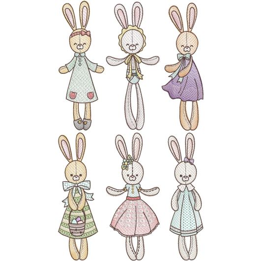 Ragdoll Bunnies | Machine Embroidery Designs by JuJu